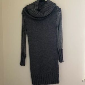 Peppe Peluso Small Sweater Dress Lace Sleeves Gray